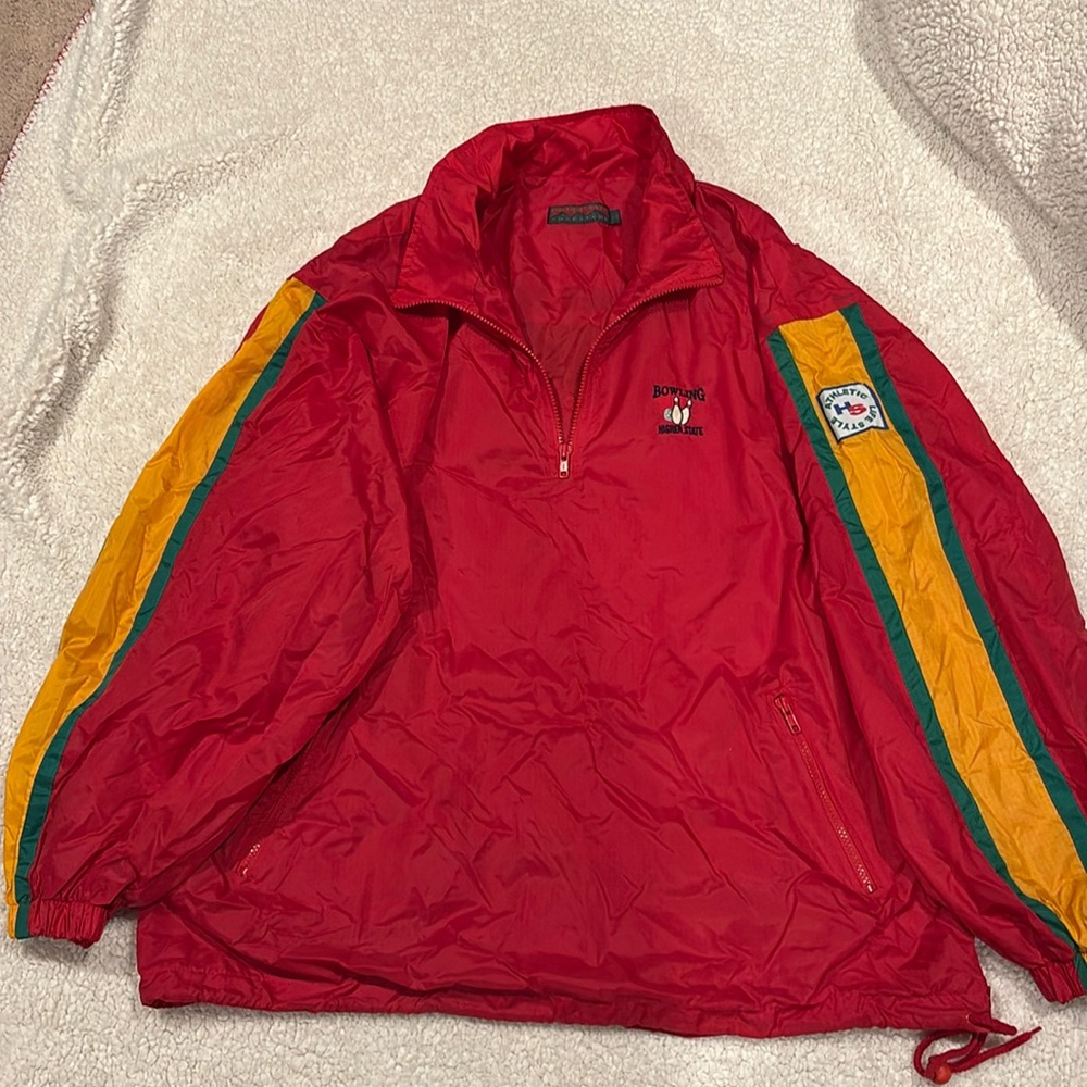 Vintage 90s Higher State Bowling Champions Red Windbreaker Jacket, Size large
